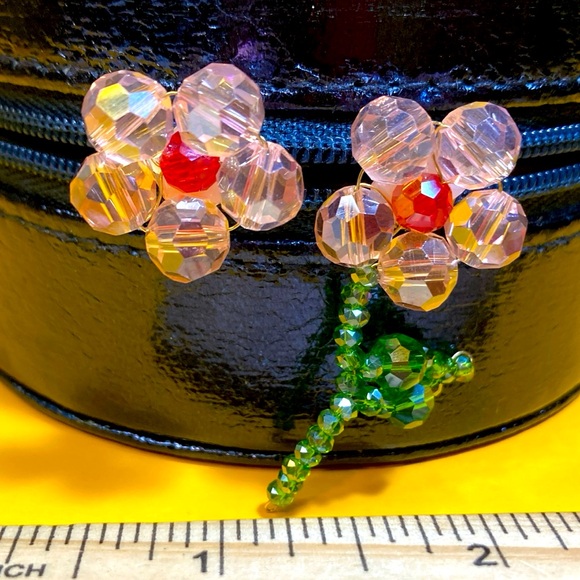 Jewelry - NEW Beaded Flower Asymmetric Earrings